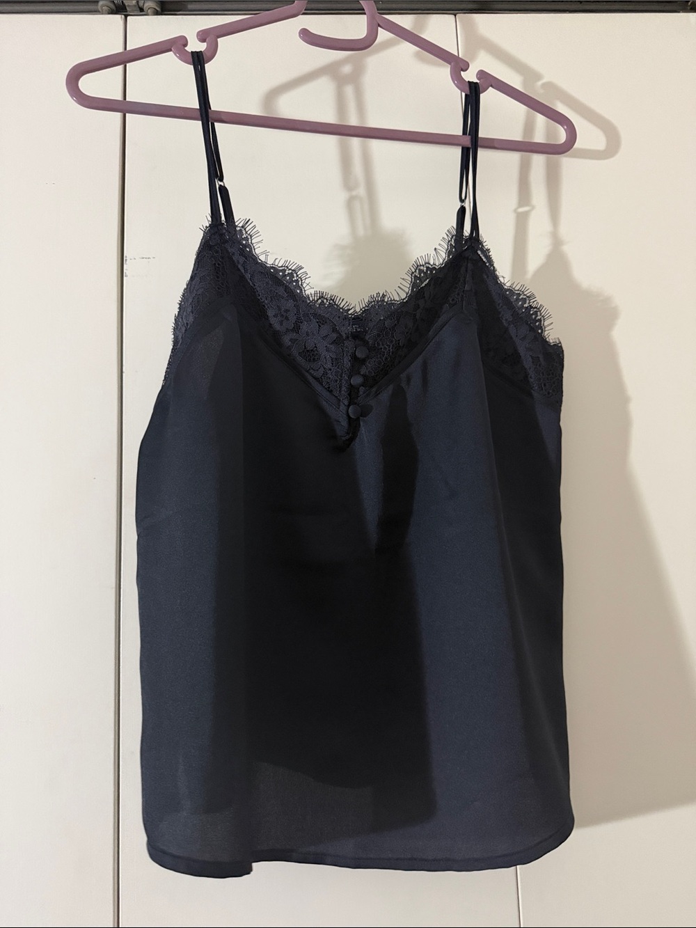 Abercrombie & Fitch Black Lace-Trim Slip Camisole